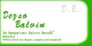 dezso balvin business card